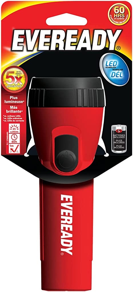Energizer Battery, Inc. Eveready, Industrial, LED Flashlight, Red, Plastic
