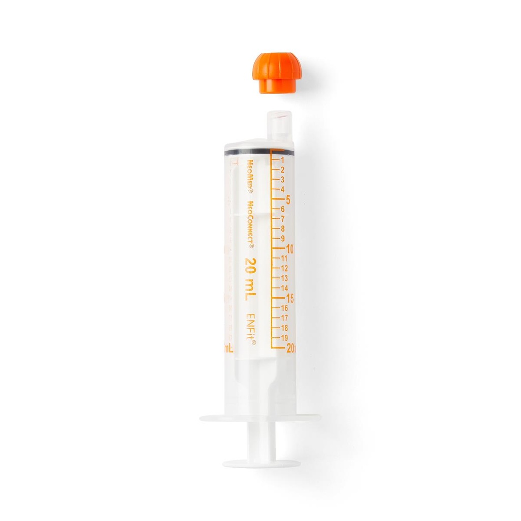 Avanos Medical, Inc. ENFit Oral Syringe, 20 ml, Orange, Sterile, 100/cs