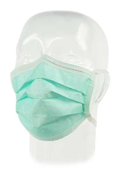 Aspen Surgical Mask, Surgical, Tape, Anti-Fog, Green, 300/cs