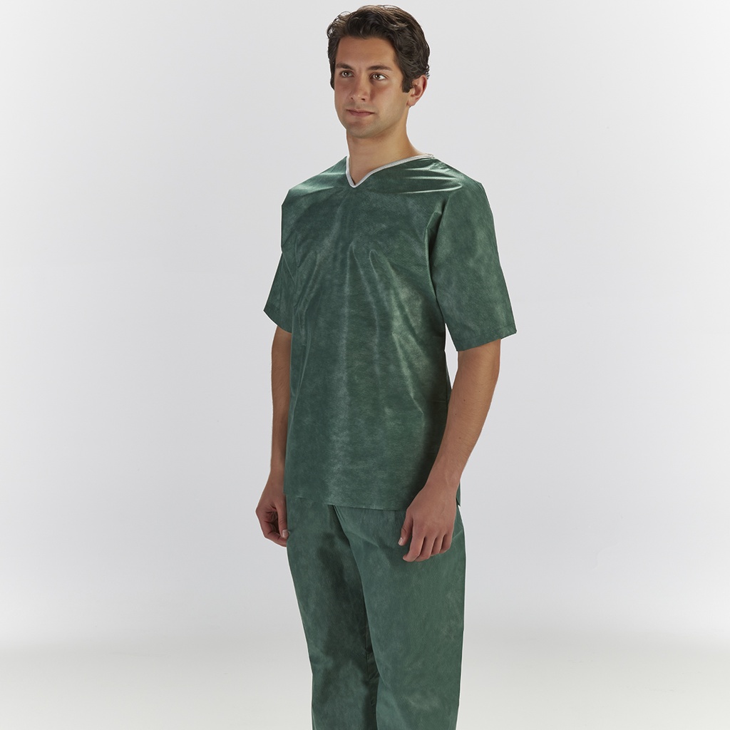 Graham Medical Scrub Shirt, Small, Nonwoven, Green, 30/cs