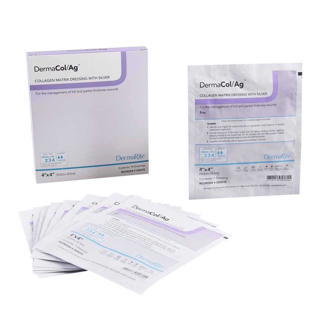 DermaRite Industries, LLC Wound Dressing with Silver, 4" x 4", 10/bx