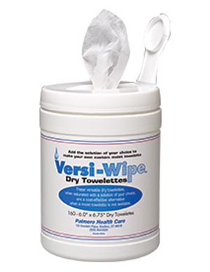 Palmero Versi-Wipe Dry Towelettes, 6" x 6-3/4", 160ct/can, 12can/cs