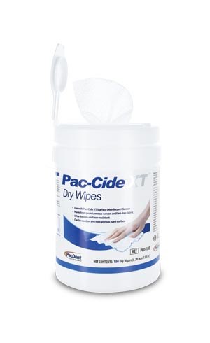 PacDent Endo Pac-Cide XT Dry Wipes, 6.29''x7.08'', 180wipes/can