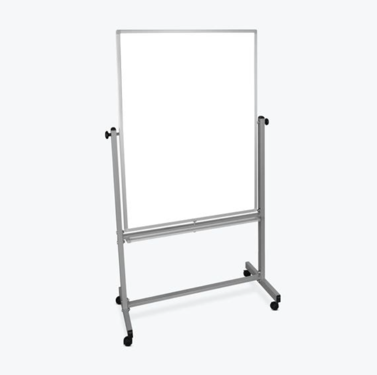 Luxor Dry Erase Magnetic Mobile White Board, 36x48, Double Sided