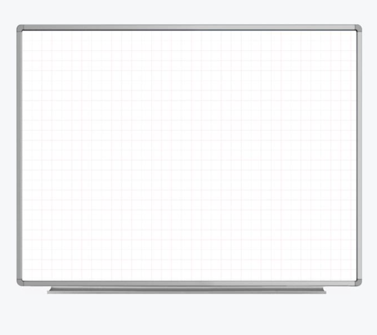 Luxor Dry Erase Magnetic Wall-Mount Ghost Grid White Board, 48x36, Aluminum Frame