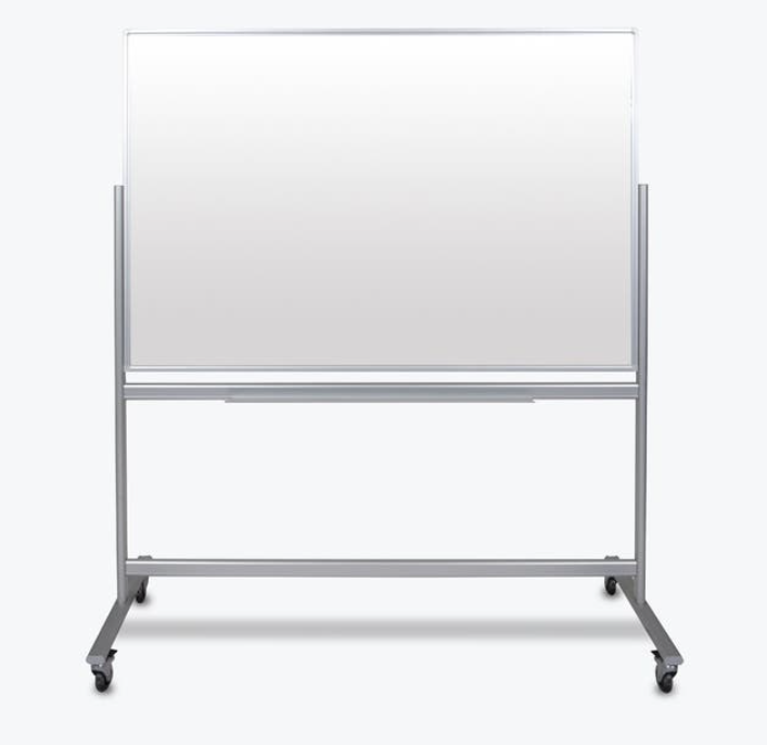 Luxor Dry Erase Magnetic Mobile Glass Board, 60x40, Double Sided