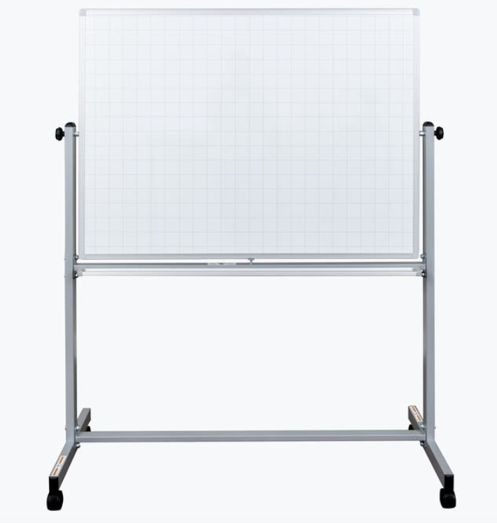 Luxor Dry Erase Magnetic Mobile Combination Ghost Grid/White Board, 48x36, Reversible