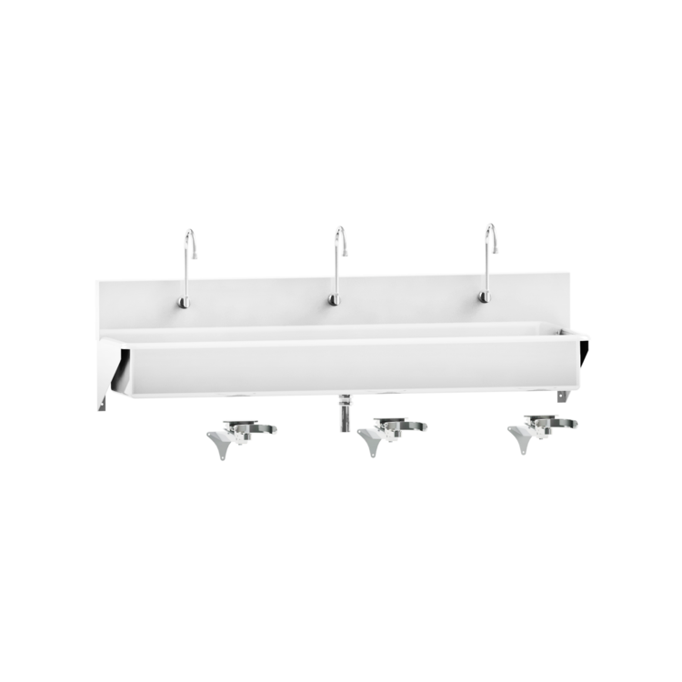 Blickman Industries Windsor Scrub Sink, (3) Place, Knee Action Control