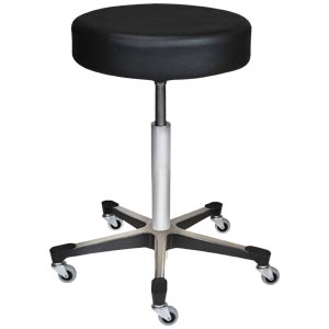 Blickman Industries Exam Stool 1113, Black, (5) Leg, Aluminum Base