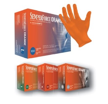 Sempermed USA Exam Glove, Nitrile, Powder-Free, Orange, X-Small