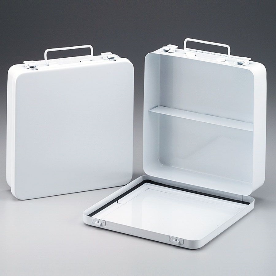 First Aid Only Weatherproof Horizontal Metal Case with 1 Shelf & Gasket, 24/Unit