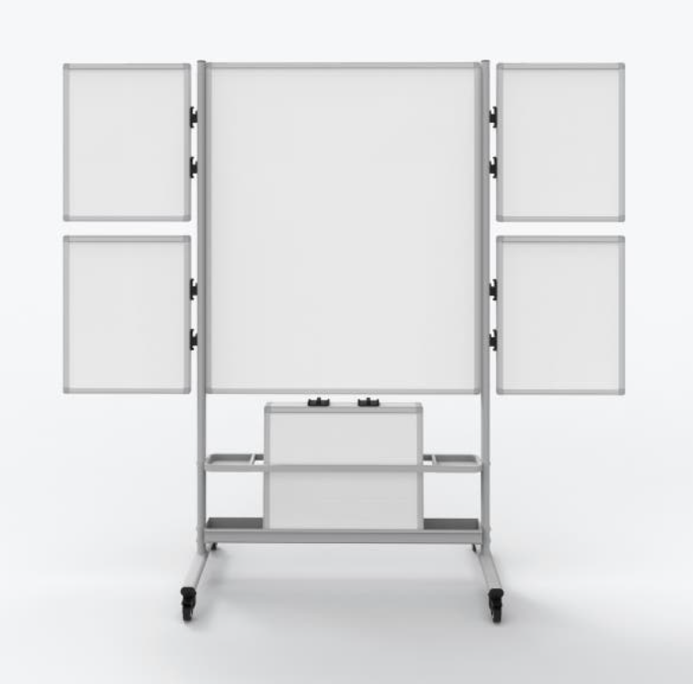 Luxor Dry Erase Magnetic Mobile Collaboration Station 40x48, w/Four 18x24 Attachable White Boards