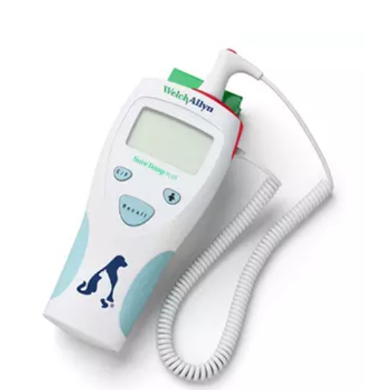 Hillrom Model 690 Electronic Thermometer, Veterinary Rectal Probe, Wall Mount