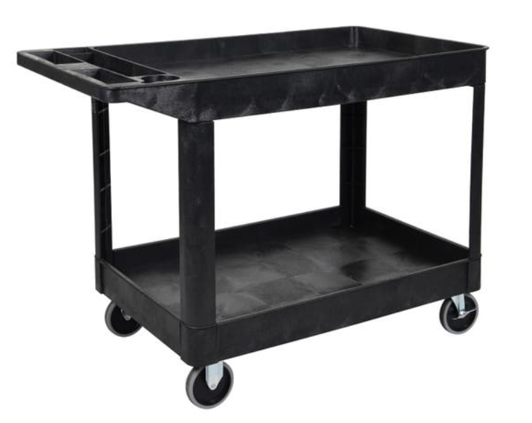 Luxor 26" x 46" 2-Shelf Heavy Duty Utility Tub Cart w/Outrigger Utility Cart Bins