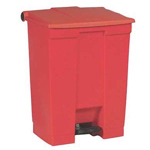 Bunzl Distribution Midcentral, Inc. 6145 Step-on Waste Container, 18 Gallon, Red