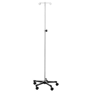 Blickman Industries IV Stand, 2 Hook, Tru Loc Mechanism, 5 Leg, Cast Aluminum Base