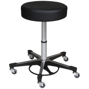 Blickman Industries Foot Operated Pneumatic Exam Stool, Black, (5) Leg, Aluminum Base