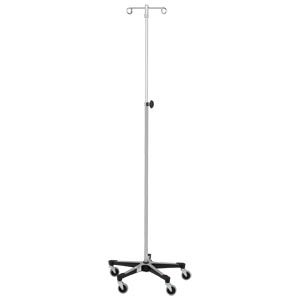 Blickman Industries IV Stand, 2 Hootk, Stainless Steel, Tru Loc Mechanism, 5 Leg Base