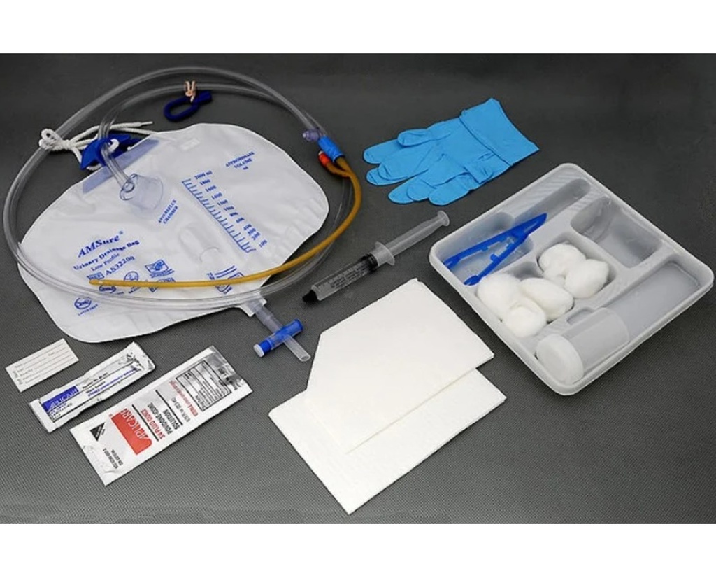 Amsino International, Inc. Preconnected Foley Tray, 100% Silicone, 18FR, 5cc, Sterile