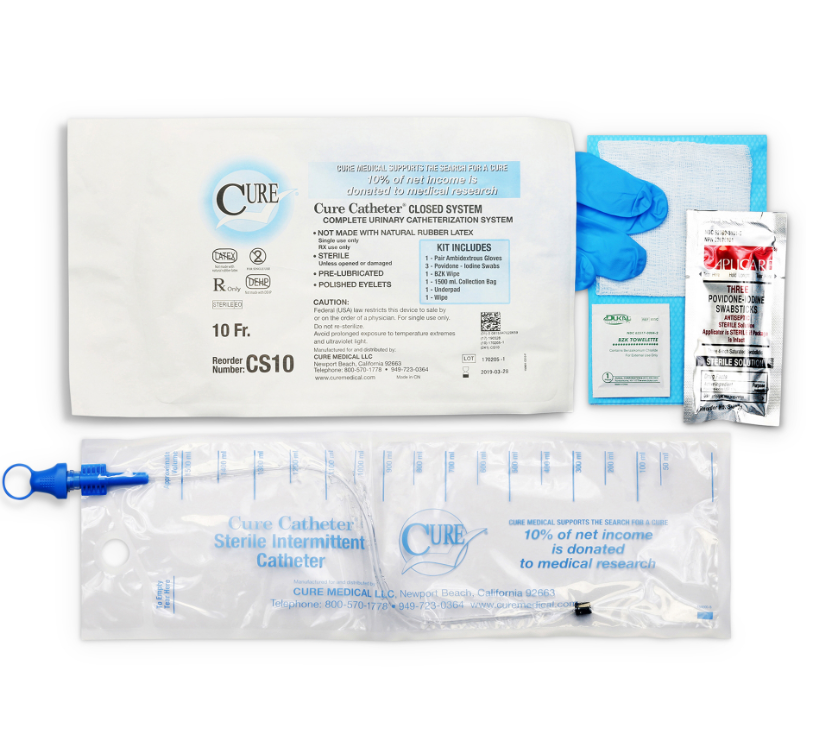 Convatec Cure Catheter Kit, Closed System, 10FR, Straight Tip, Unisex, Sterile