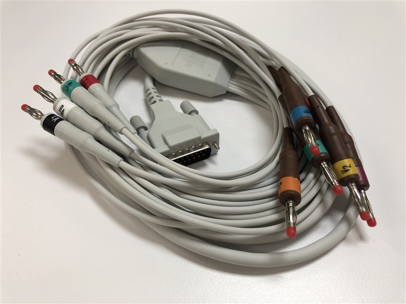 Schiller Americas, Inc. Resting ECG/EKG Patient Cable, 10 Lead, Banana Plugs, 2 Meters