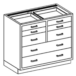 Blickman Industries Base Cabinet 35"W x 35 3/4"H x 22"D, (4) 1/8-1/2 Drawers, 35" Over
