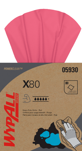 Kimberly-Clark Professional WypAll® X80 Cloth, 9.1" x 16.8", Red, 80 sheets/bx, 5 bx/cs