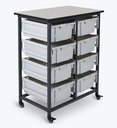Luxor Mobile Bin Storage Unit-Double Row w/Large Gray Bins