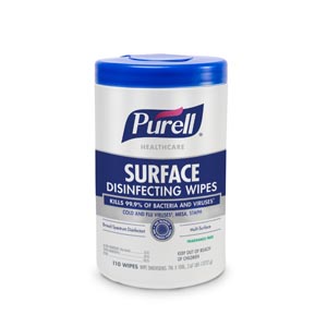 GOJO Industries, Inc. Purell® Healthcare Surface Disinfecting Wipes, 110ct Canister, 6/ct