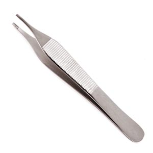 Sklar Instruments Adson Brown Tissue Forceps, 9X9 Teeth, 4.75"