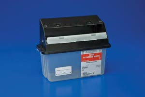 Cardinal Health Hazardous Waste Container, Counterbalance Lid, Black, 5 Qt