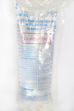 B Braun Medical, Inc. 1000mL 0.15% Potassium Chloride in 5% Dextrose Injection