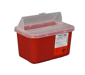 Oak Ridge Products Sharps Container, 1 Gallon, Red Base/ Translucent Flip Up Lid