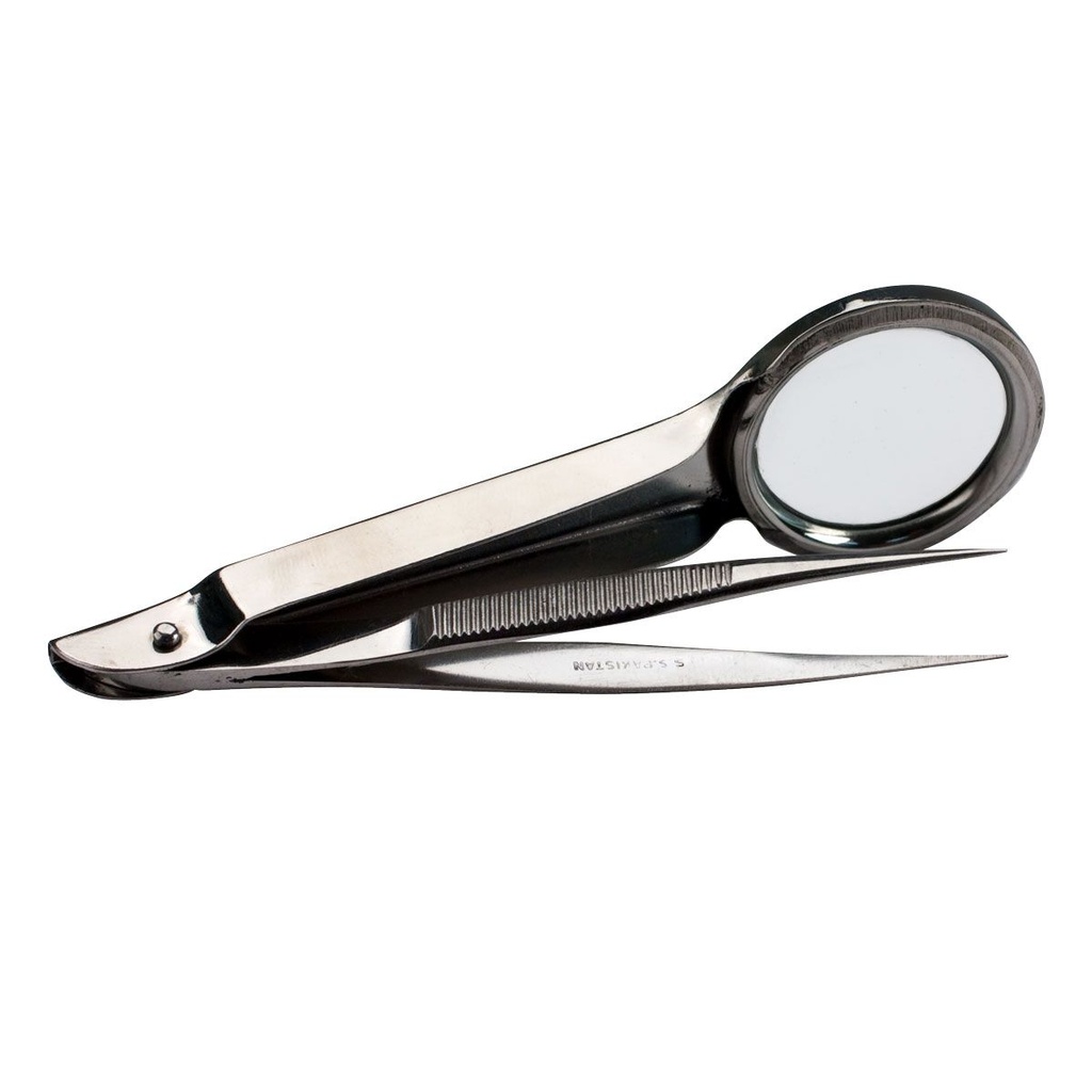 First Aid Only Pointed Steel Forcep With Magnifying Glass, 12/Box
