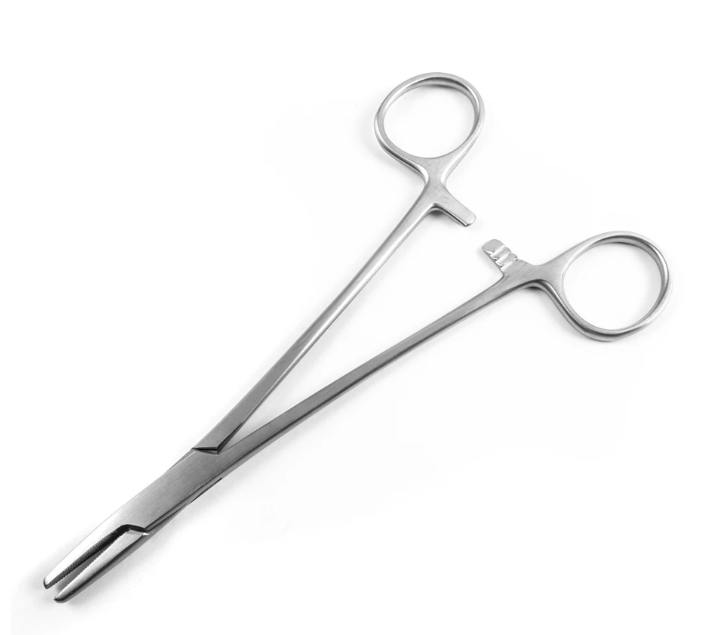 Sklar Instruments Needle Holder, 8" Length, Straight Serrated Tip, Finger Ring Handle