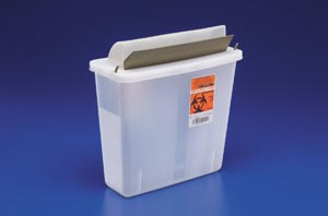Cardinal Health Sharps Container, Mailbox-Style Lid, 5 Qt, Transparent Red (30 cs/plt)