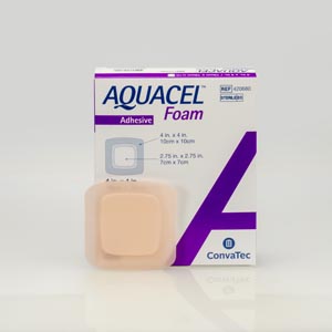 Convatec Foam Dressing, Adhesive, Square, 4" x 4"