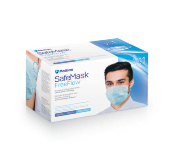 Medicom, Inc. FreeFlow Face Mask, ASTM Level 1, Blue