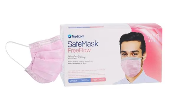 Medicom, Inc. FreeFlow Face Mask, ASTM Level 1, Pink