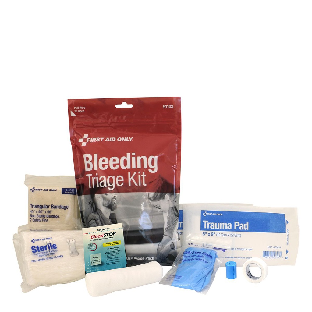 First Aid Only Bleeding Triage Kit with Easy Tear-open Bag