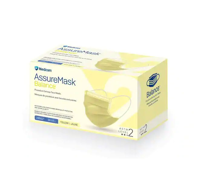 AMD-Medicom Procedure Earloop Face Mask, Yellow, L2