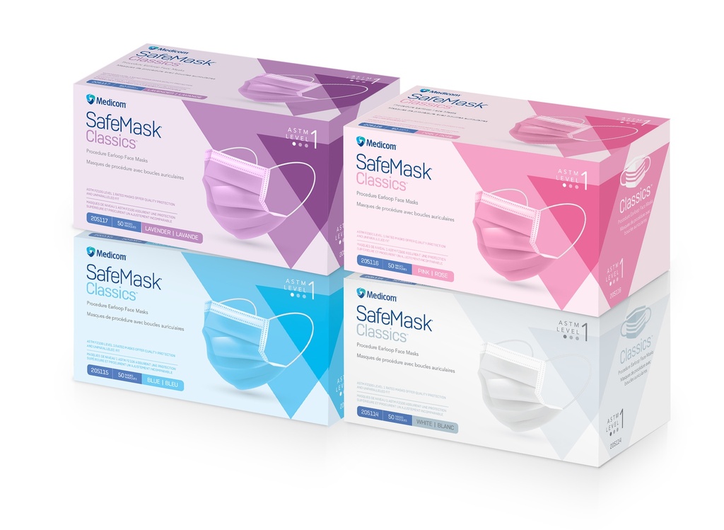 Medicom, Inc. Procedure Earloop Face Mask ASTM Level 1, Pink