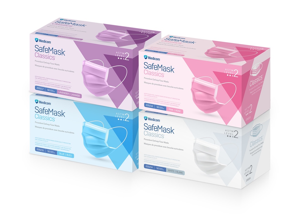 Medicom, Inc. Procedure Earloop Face Mask ASTM Level 2, Pink
