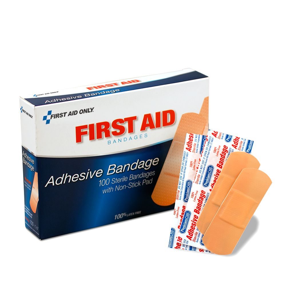 First Aid Only 3 inch x 1 inch Plastic Adhesive Bandage, 100/Box