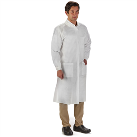 Graham Medical Labmates Coat, 3-Pocket, Large, Nonwoven, White