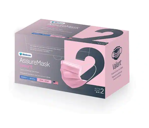 Medicom, Inc. Procedure Earloop Face Mask, ASTM 2, Pink