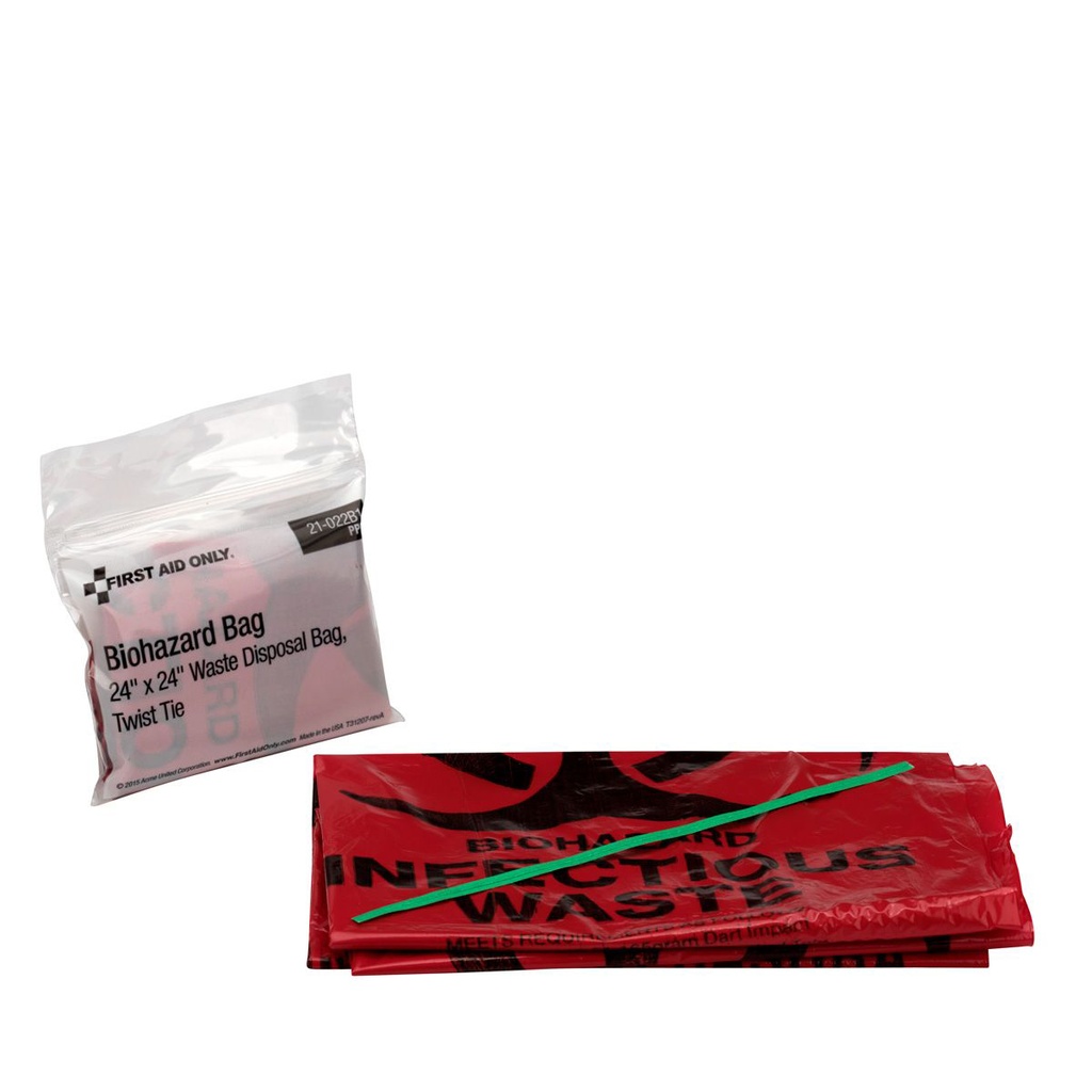 First Aid Only 10 Gallon Biohazard Bag with Tie, Red