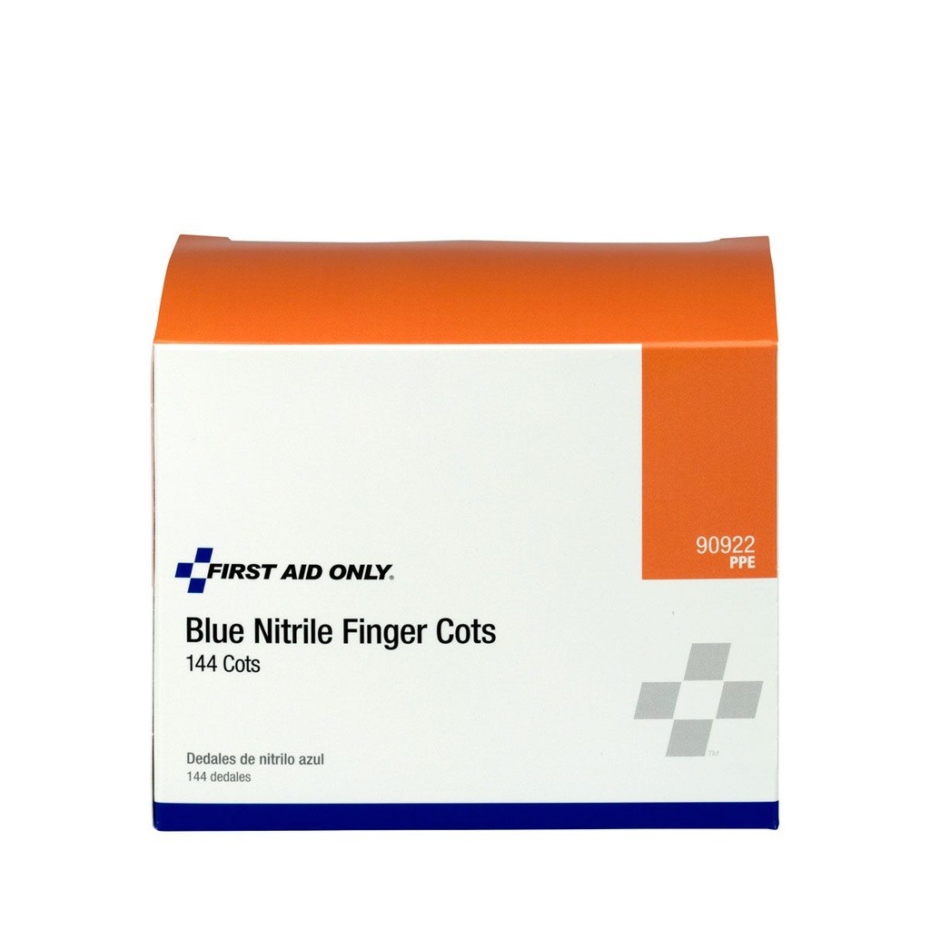 First Aid Only Large Nitrile Finger Cot, Blue, 144/Box