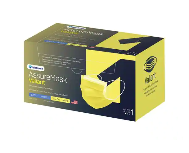 Medicom, Inc. Procedure Earloop Face Mask, ASTM 1, Yellow
