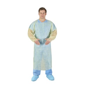 O&M Halyard Over-the-Head Cover Gown, Thumb Hooks, Yellow, X-Large